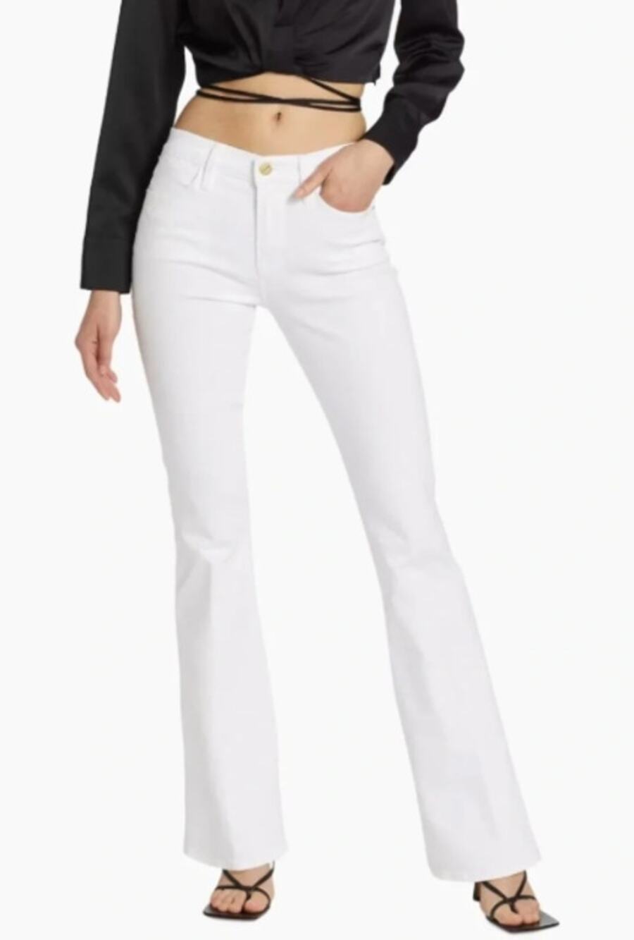 FRAME Le High Flare Blanc White High Rise Flare Jeans Size 23